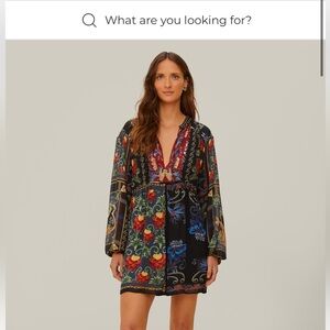 FARM Rio Black and Red Floral Long Sleeve Dress